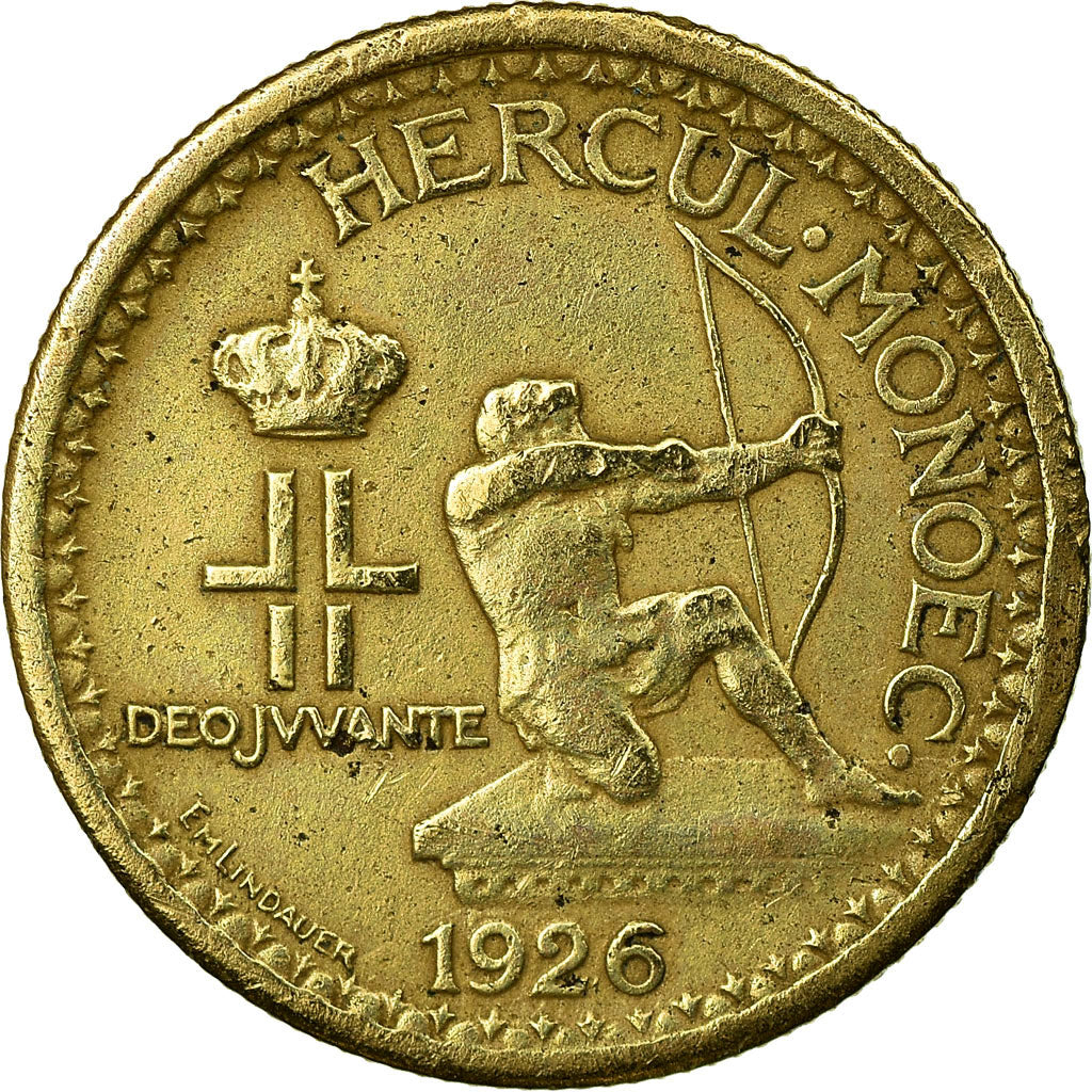 Coin, Monaco, Louis II, 50 Centimes, 1926, Poissy, EF(40-45), Aluminum-Bronze