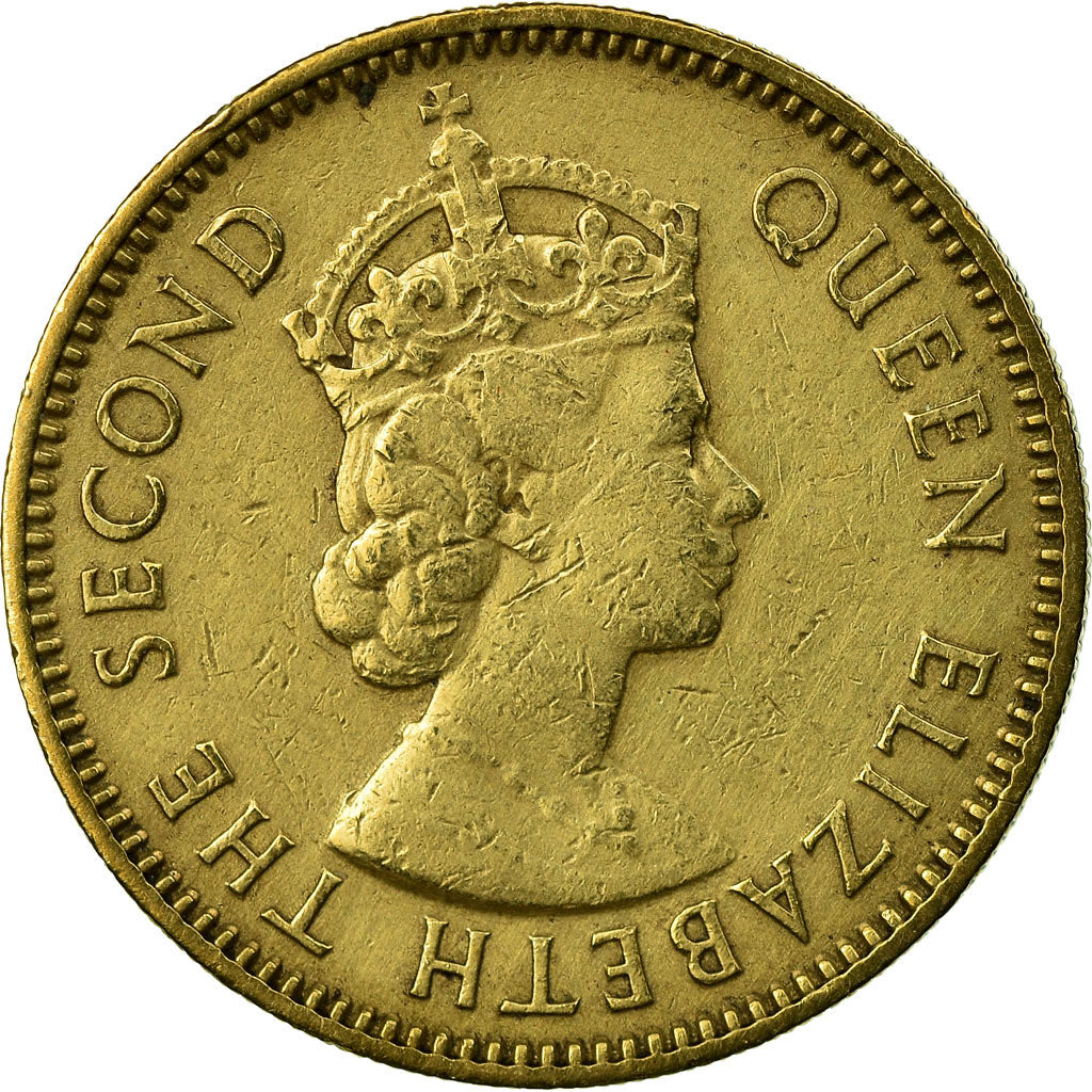 Coin, Hong Kong, Elizabeth II, 10 Cents, 1959, Heaton, AU(50-53), Nickel-brass