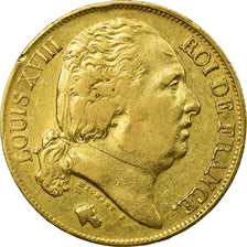 Moneta, Francja, Louis XVIII, 20 Francs, 1818, Lille, VF(30-35), KM 712.9