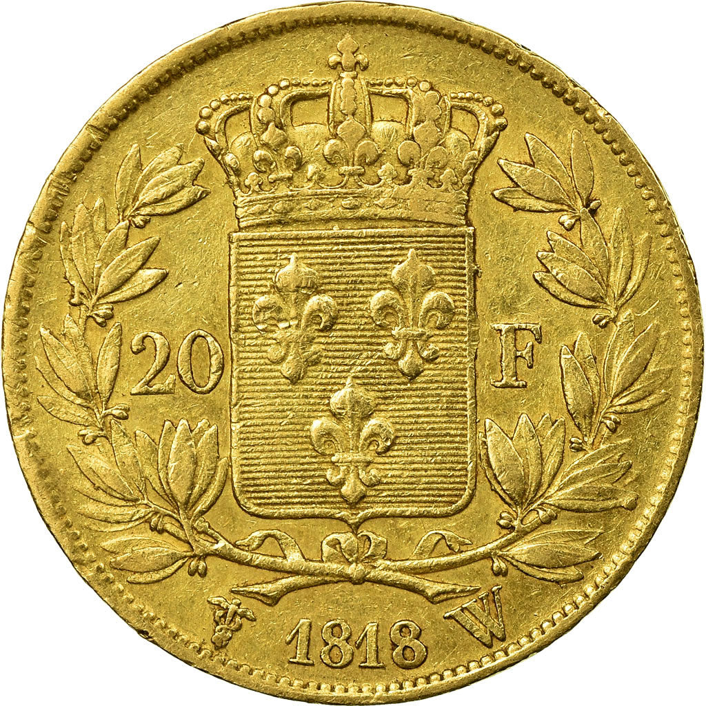 Moneta, Francja, Louis XVIII, 20 Francs, 1818, Lille, VF(30-35), KM 712.9