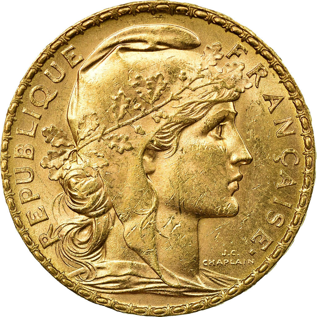 Moeda, França, Marianne, 20 Francs, 1905, Paris, AU(55-58), Dourado, KM:847