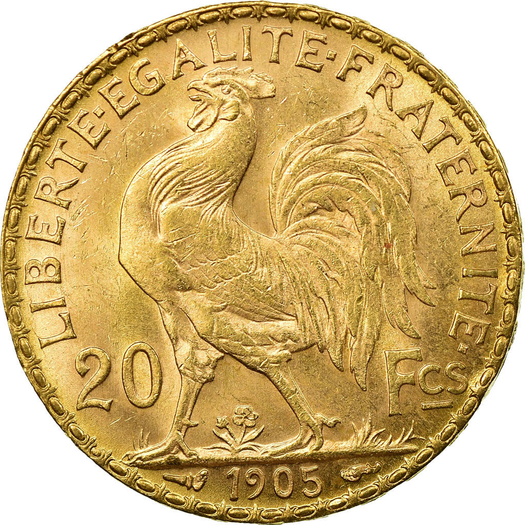 Moeda, França, Marianne, 20 Francs, 1905, Paris, AU(55-58), Dourado, KM:847