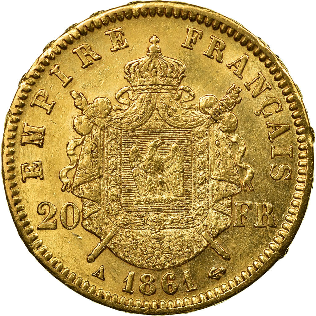 Moeda, França, Napoleon III, Napoléon III, 20 Francs, 1861, Paris, AU(50-53)