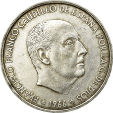 Coin, Spain, Caudillo and regent, 100 Pesetas, 1966, AU(50-53), Silver, KM:797