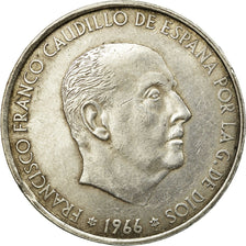 Coin, Spain, Caudillo and regent, 100 Pesetas, 1966, AU(50-53), Silver, KM:797