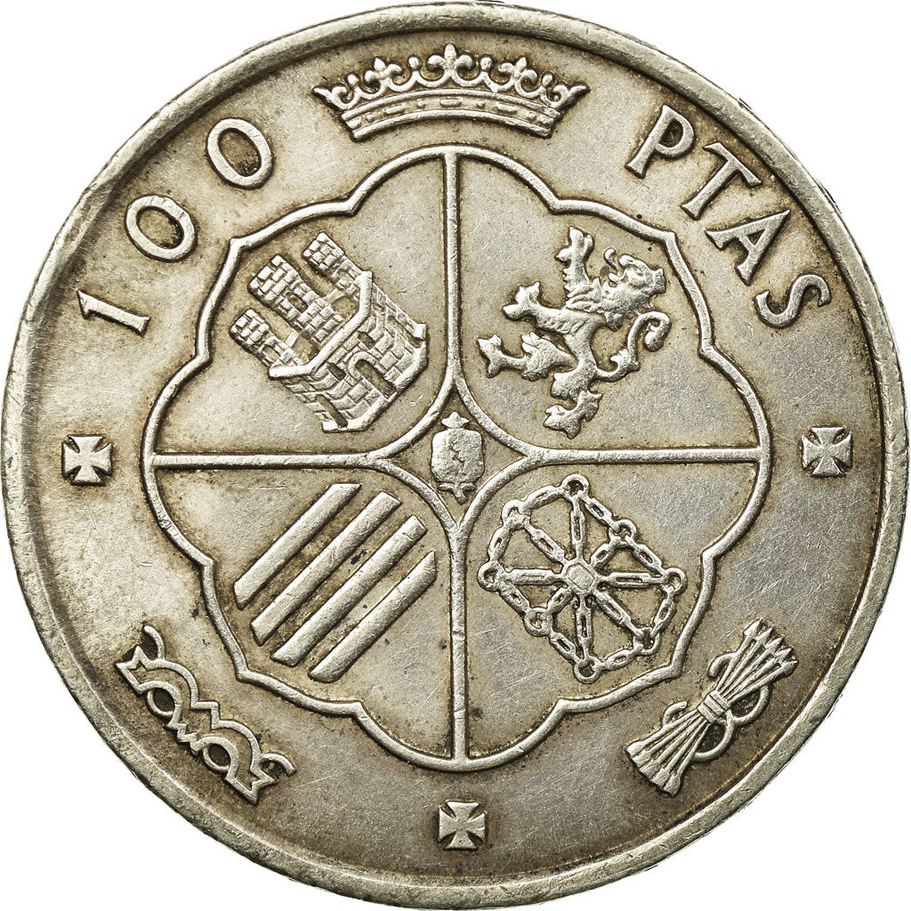 Coin, Spain, Caudillo and regent, 100 Pesetas, 1966, AU(50-53), Silver, KM:797