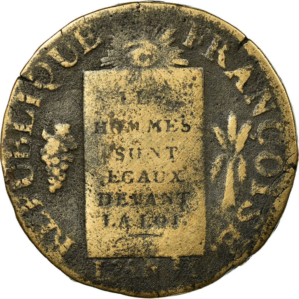 Monnaie, France, Sol aux balances françoise, Sol, 1793, Nantes, TB, Bronze