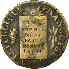 Monnaie, France, Sol aux balances françoise, Sol, 1793, Nantes, TB, Bronze