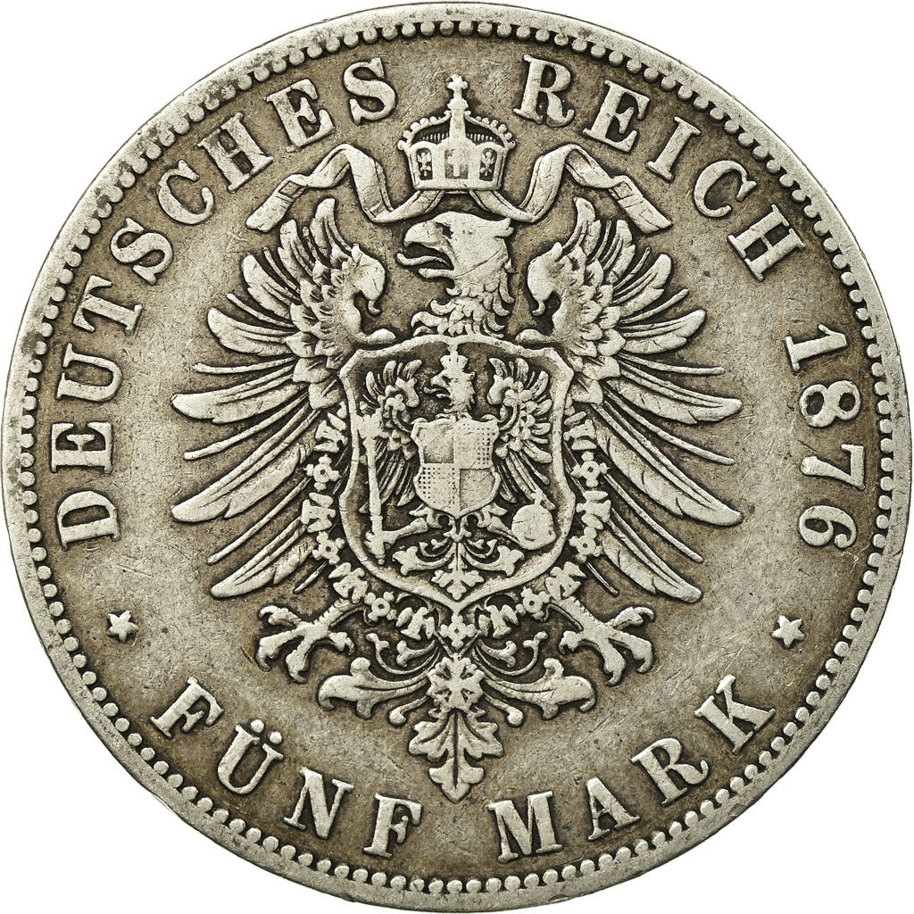 Coin, German States, PRUSSIA, Wilhelm I, 5 Mark, 1876, Berlin, VF(30-35)