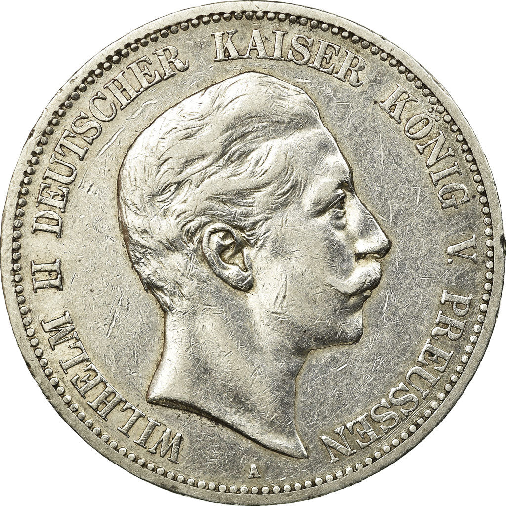 Coin, German States, PRUSSIA, Wilhelm II, 5 Mark, 1908, Berlin, EF(40-45)