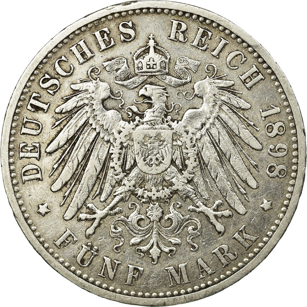 Coin, German States, PRUSSIA, Wilhelm II, 5 Mark, 1898, Berlin, EF(40-45)