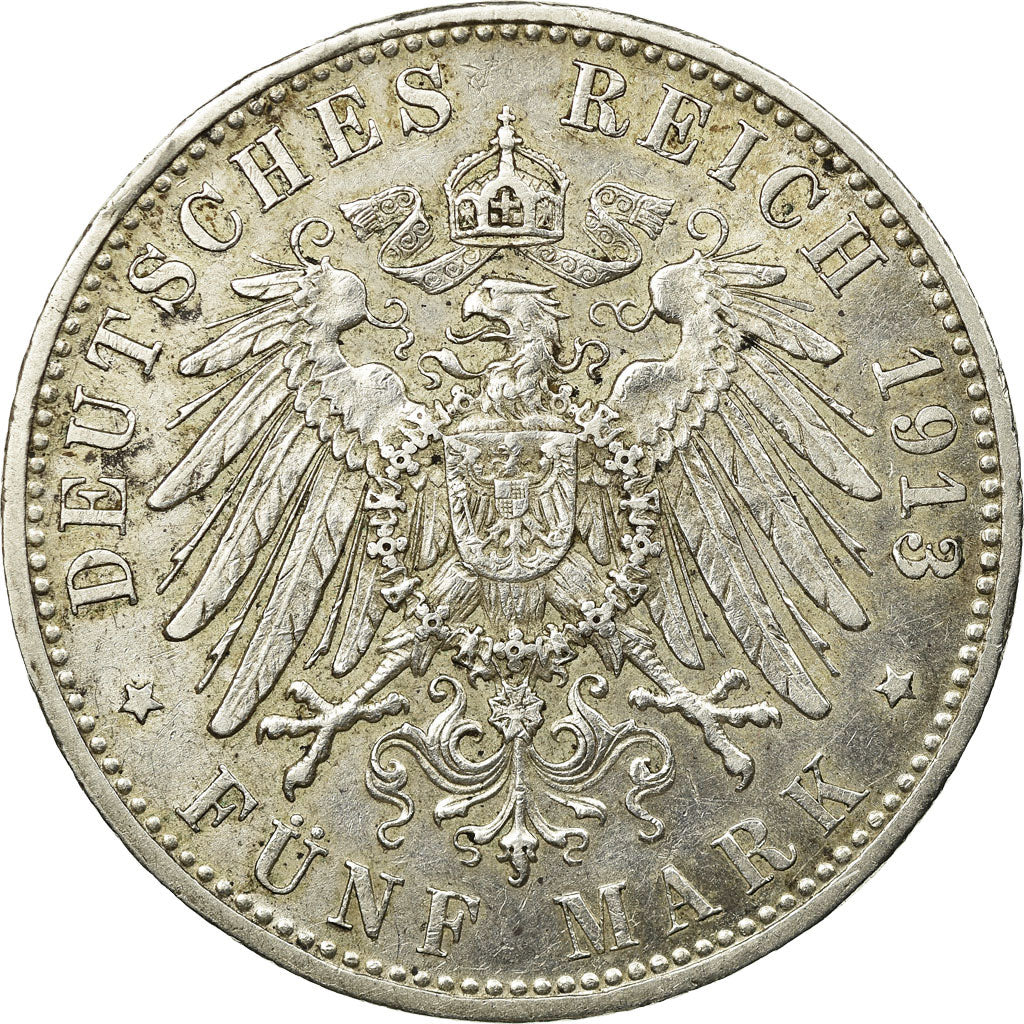 Monnaie, Etats allemands, BAVARIA, Otto, 5 Mark, 1913, Munich, TTB+, Argent