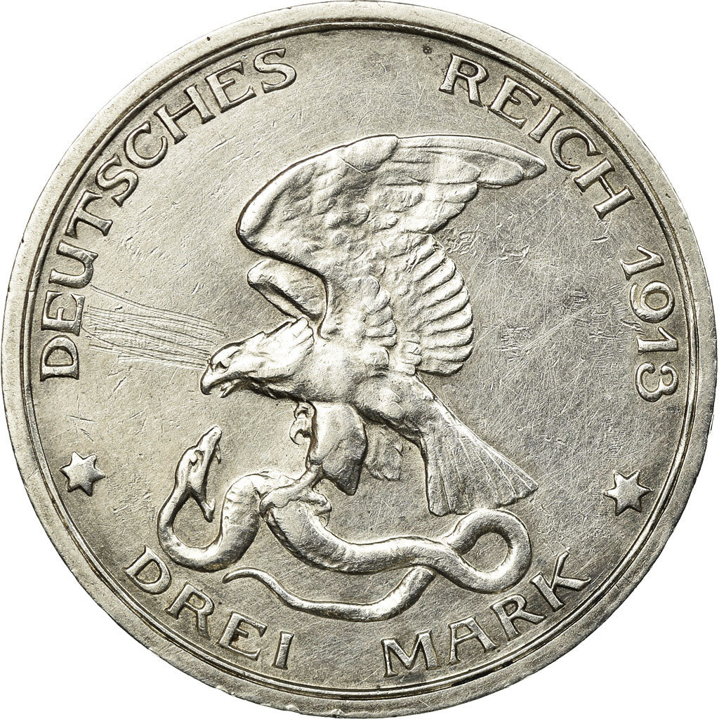 Coin, German States, PRUSSIA, Wilhelm II, 3 Mark, 1913, Berlin, EF(40-45)