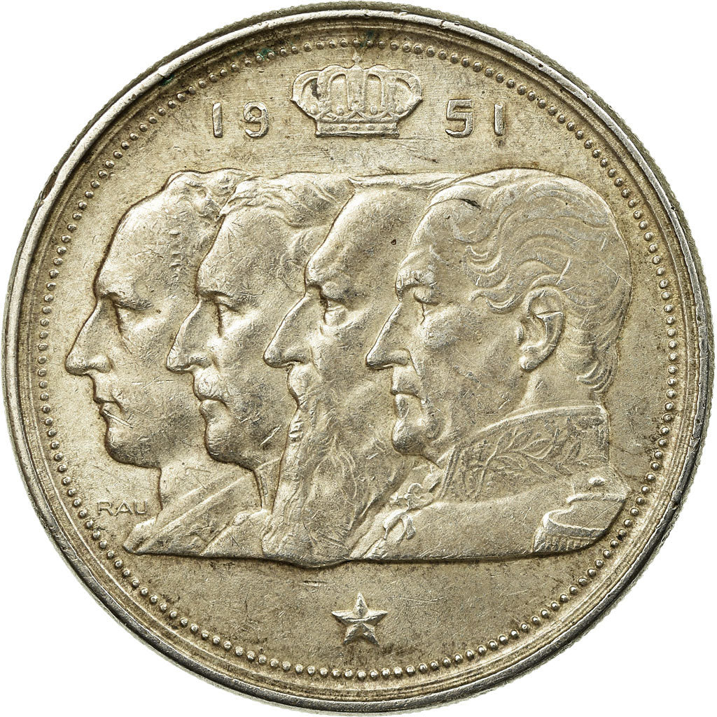 Coin, Belgium, 100 Francs, 100 Frank, 1951, EF(40-45), Silver, KM:139.1