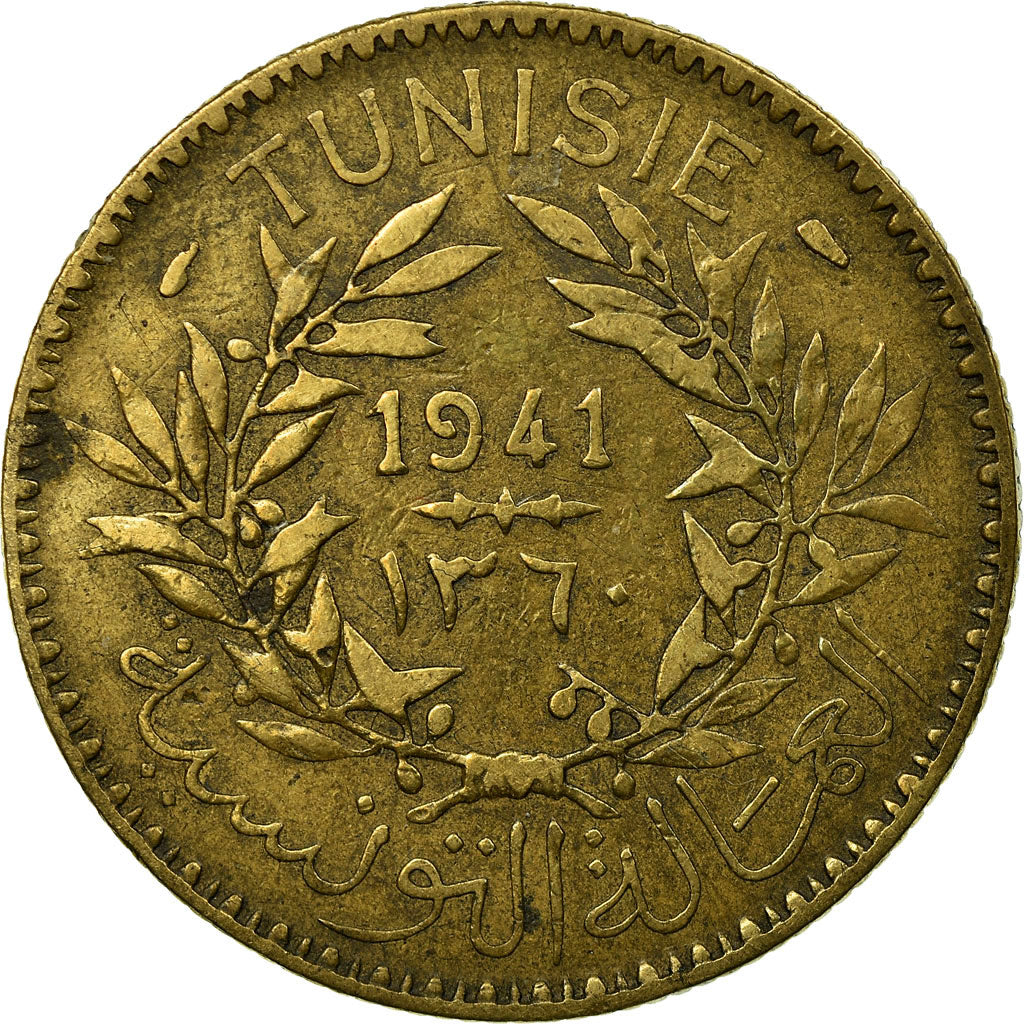 Coin, Tunisia, Anonymous, 2 Francs, 1941, Paris, EF(40-45), Alu-Bron, KM 248