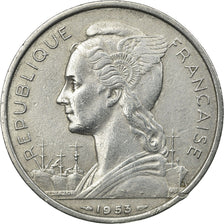 Coin, Madagascar, 5 Francs, 1953, Paris, AU(50-53), Aluminum, KM:5