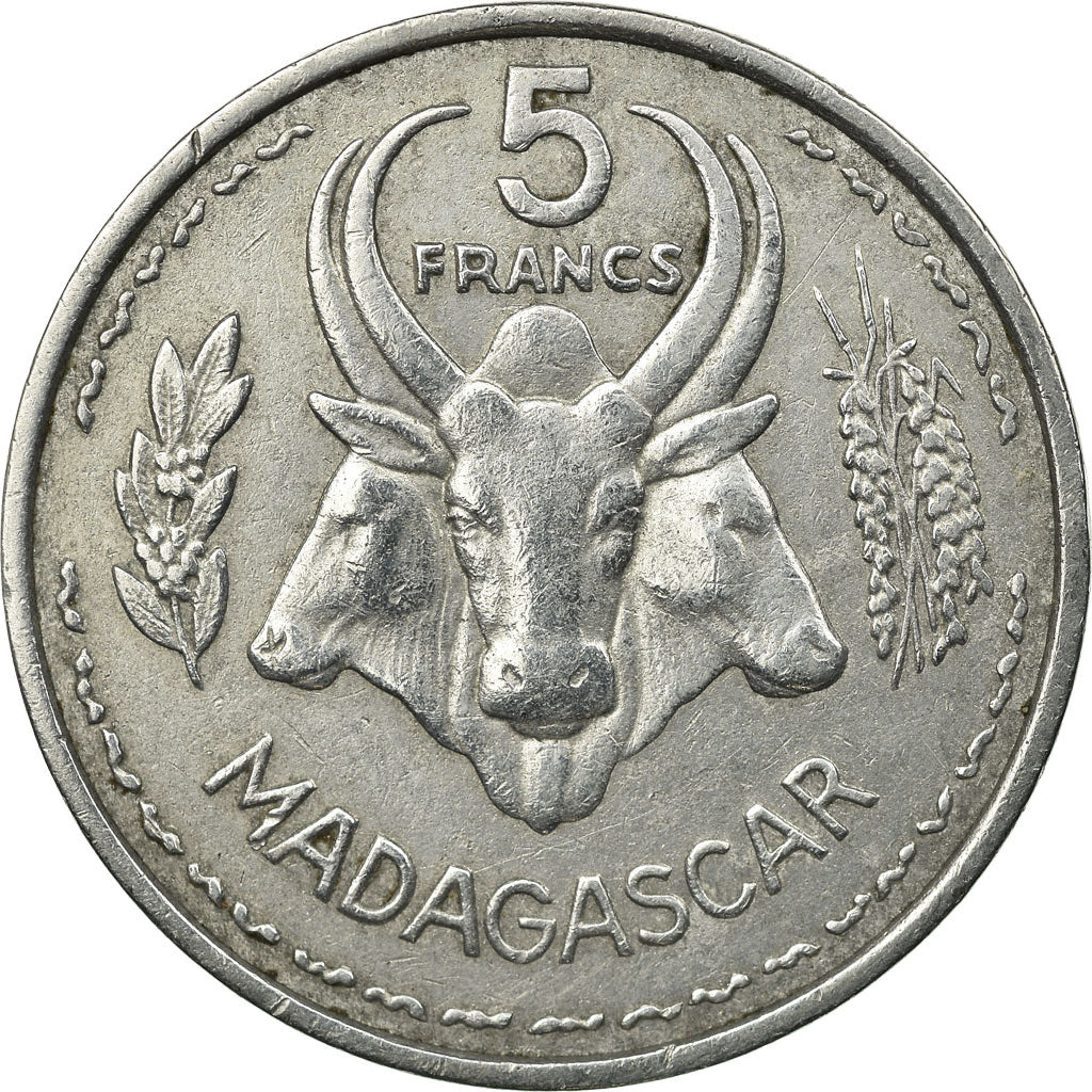 Coin, Madagascar, 5 Francs, 1953, Paris, AU(50-53), Aluminum, KM:5