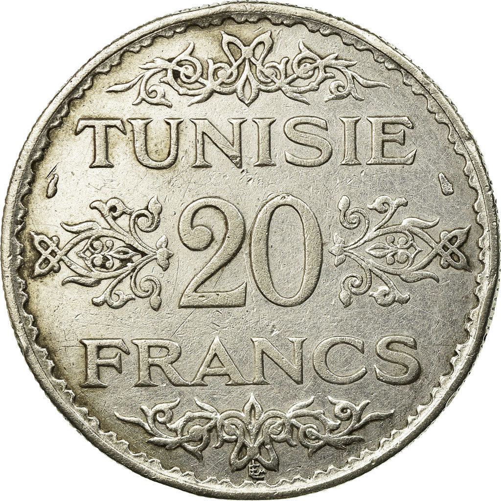 Moneta, Tunisia, Ahmad Pasha Bey, 20 Francs, 1934, Paris, BB, Argento, KM:263