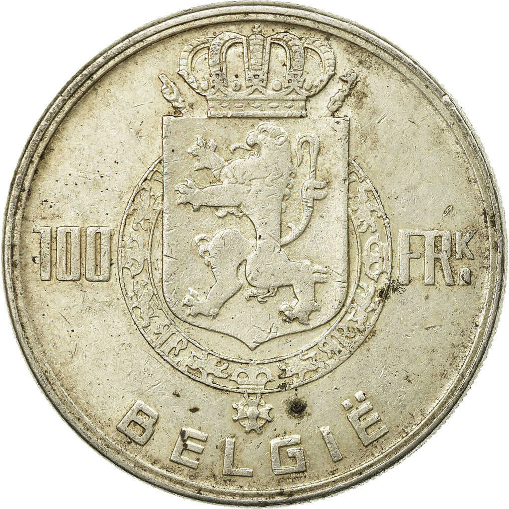 Coin, Belgium, 100 Francs, 100 Frank, 1951, EF(40-45), Silver, KM:139.1
