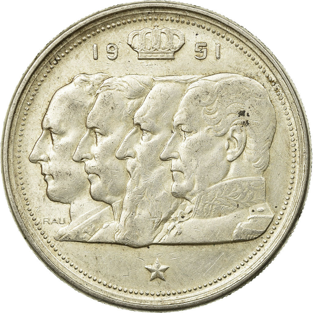 Coin, Belgium, 100 Francs, 100 Frank, 1951, EF(40-45), Silver, KM:139.1