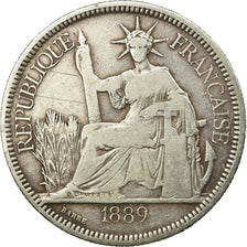 Coin, FRENCH INDO-CHINA, Piastre, 1889, Paris, VF(30-35), Silver, KM:5