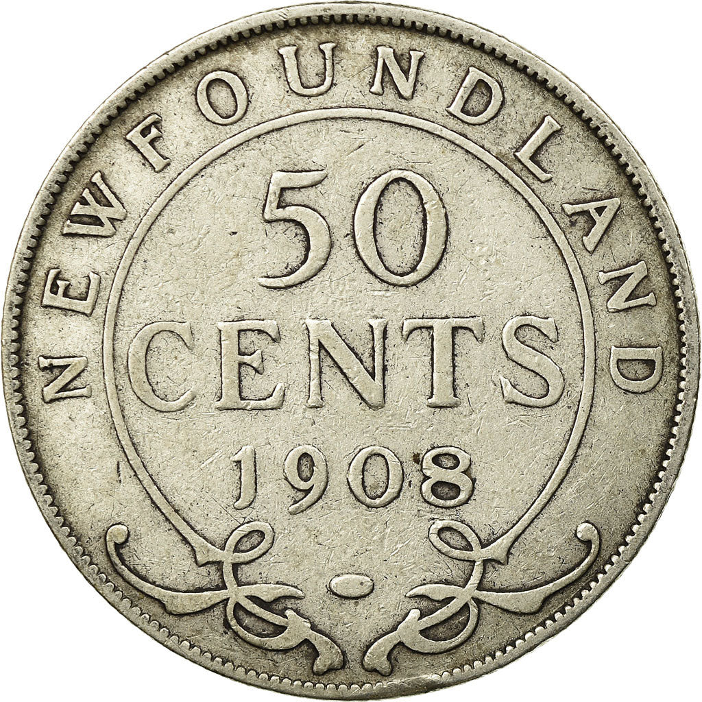 Coin, NEWFOUNDLAND, 50 Cents, 1908, VF(30-35), Silver, KM:11