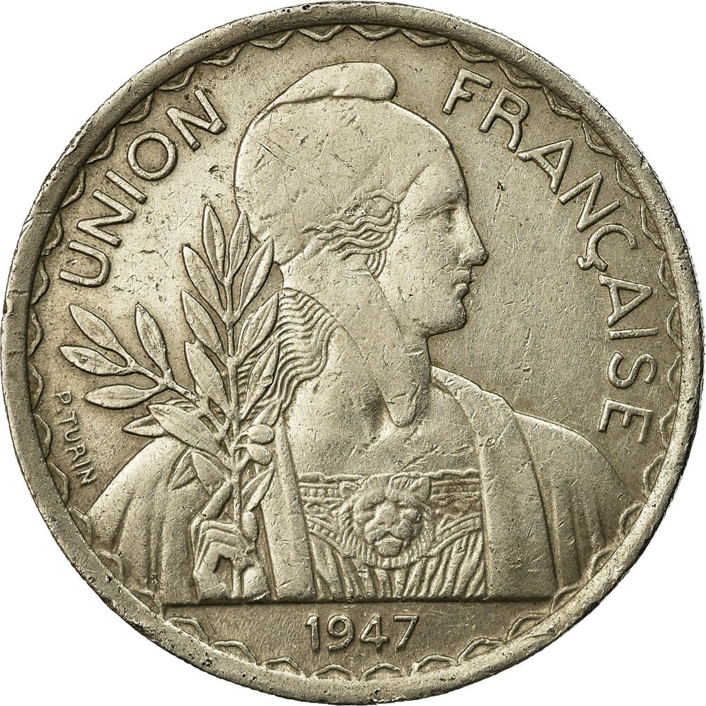 Moeda, INDOCHINA FRANCESA, Piastre, 1947, Paris, AU(50-53), Cobre-níquel