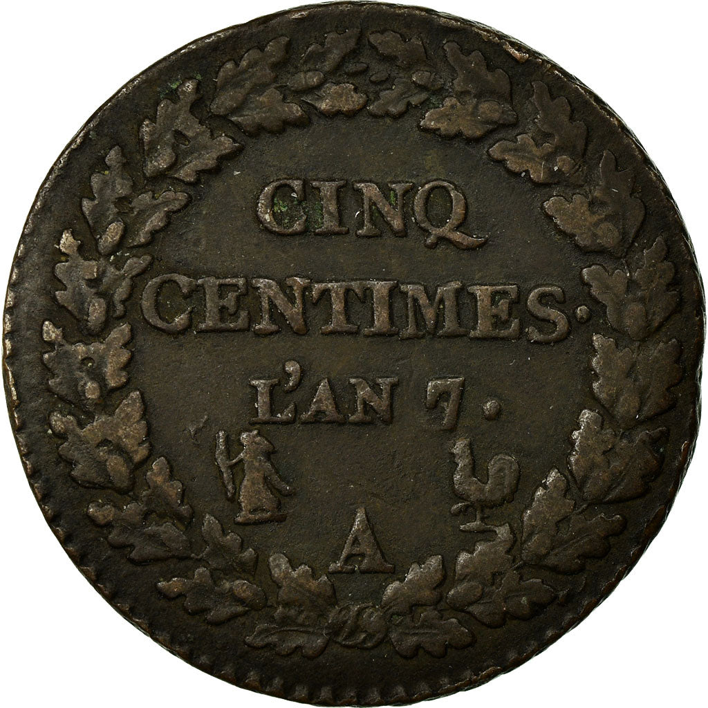 Coin, France, Dupré, 5 Centimes, AN 7, Paris, EF(40-45), Bronze, KM:640.1