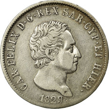 Moneda, Estados italianos, SARDINIA, Carlo Felice, 5 Lire, 1829, Genoa, MBC