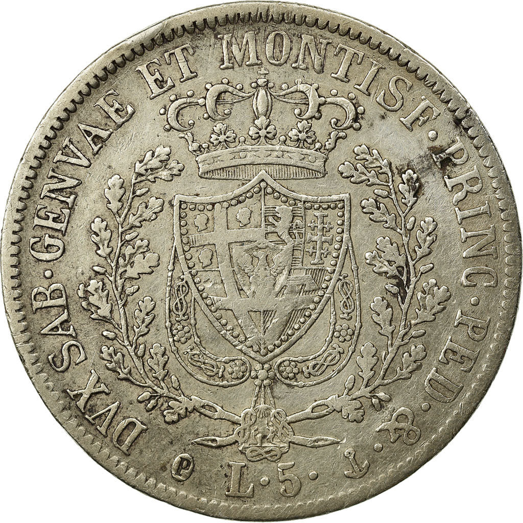 Coin, ITALIAN STATES, SARDINIA, Carlo Felice, 5 Lire, 1829, Genoa, EF(40-45)