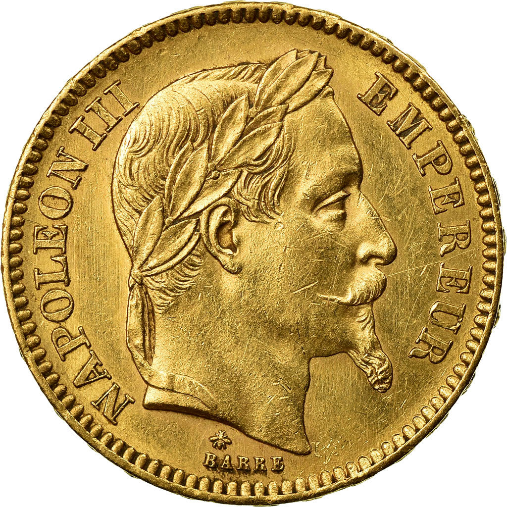 Moeda, França, Napoleon III, 20 Francs, 1866, Paris, AU(50-53), KM 801.1