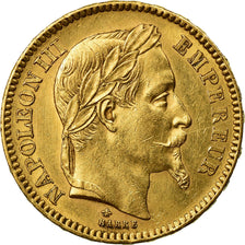 Moeda, França, Napoleon III, 20 Francs, 1866, Paris, AU(50-53), KM 801.1