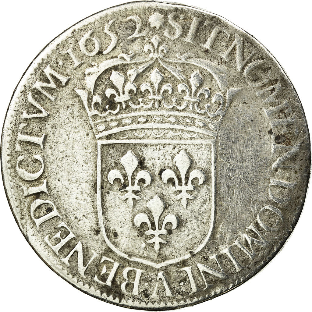 Munten, Frankrijk, Louis XIV, Écu à la mèche longue, 1652, Paris, FR, KM 115.1