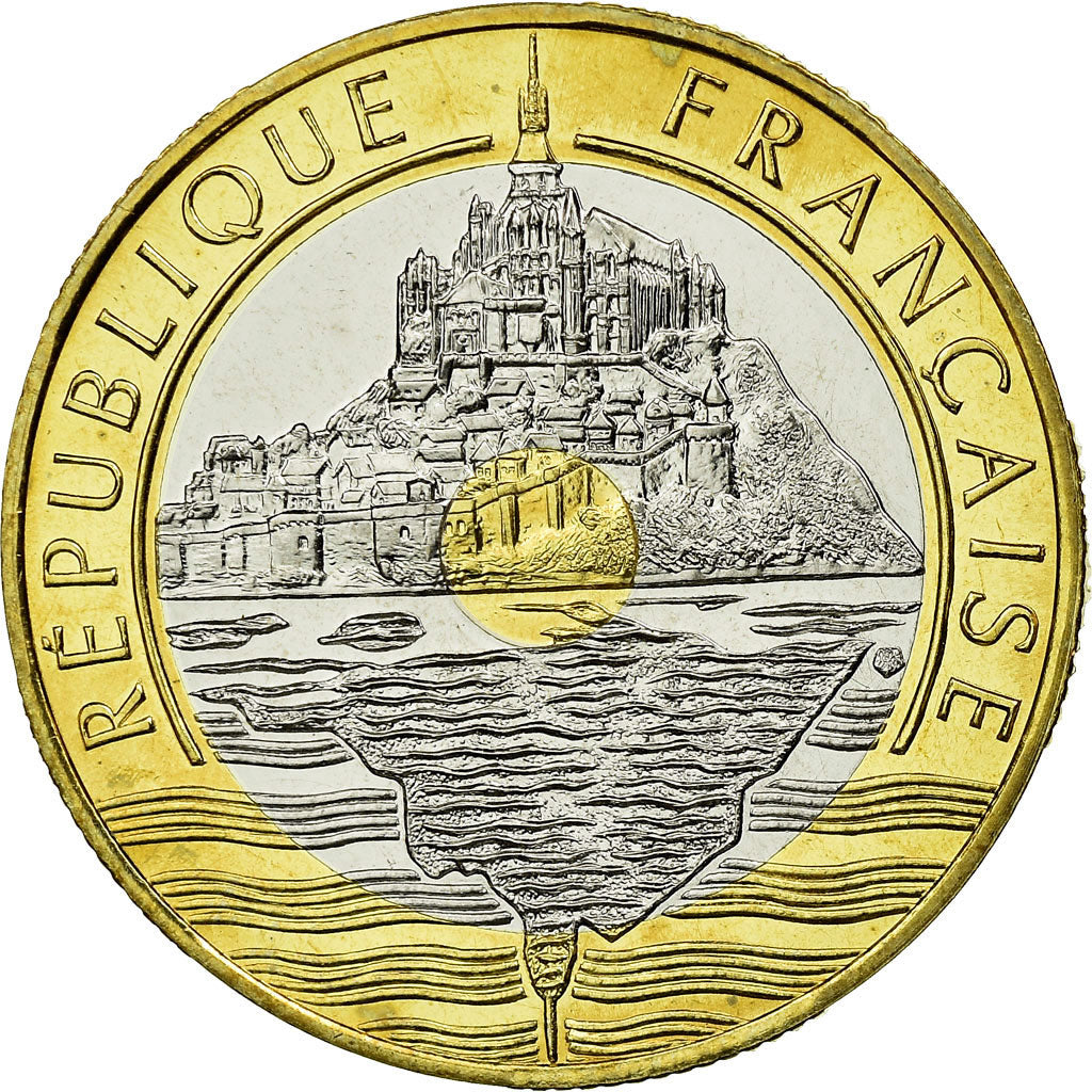 Moneta, Francia, Mont Saint Michel, 20 Francs, 1992, ESSAI, FDC, Tri-metallico