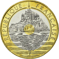 Moneta, Francia, Mont Saint Michel, 20 Francs, 1992, ESSAI, FDC, Tri-metallico
