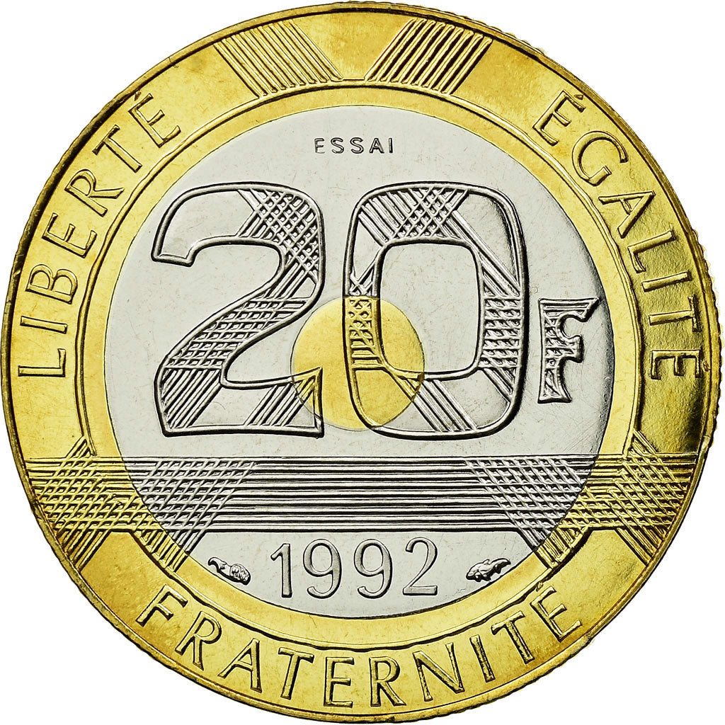 Moneta, Francia, Mont Saint Michel, 20 Francs, 1992, ESSAI, FDC, Tri-metallico