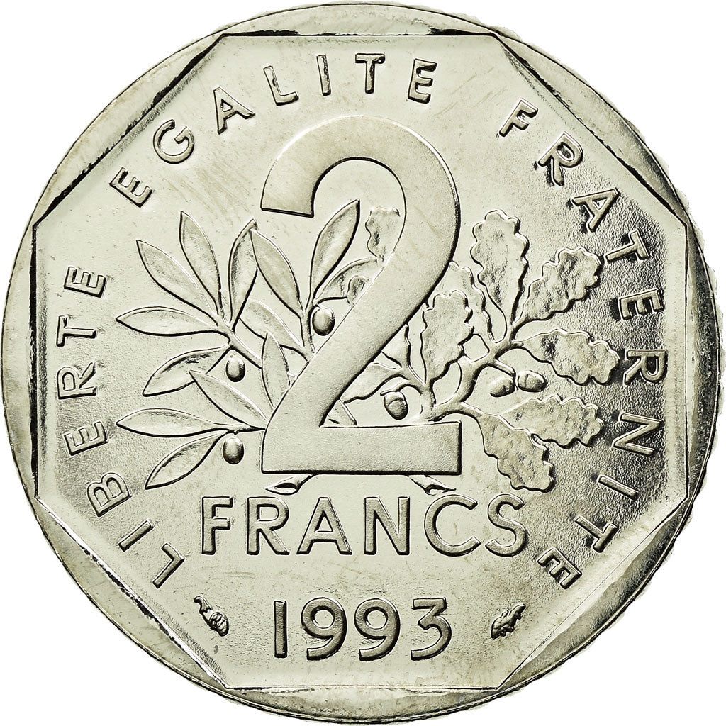 Moeda, França, Jean Moulin, 2 Francs, 1993, ENSAIO, MS(65-70), Níquel