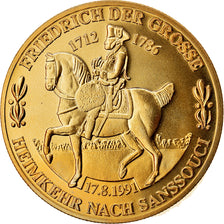 Germany, Medal, Friedrich der Grosse, 1991, MS(64), Copper-Nickel Gilt
