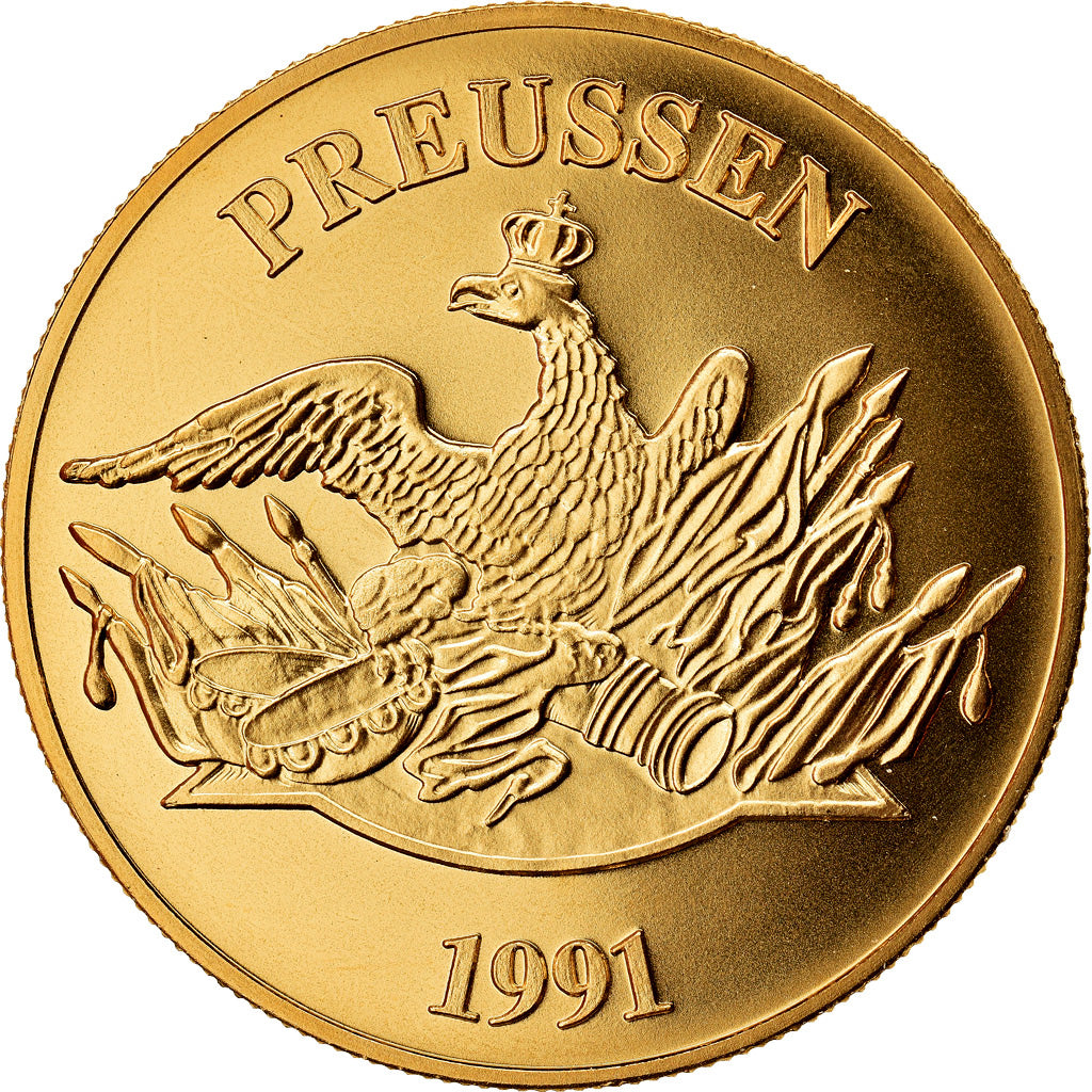 Germany, Medal, Friedrich der Grosse, 1991, MS(64), Copper-Nickel Gilt
