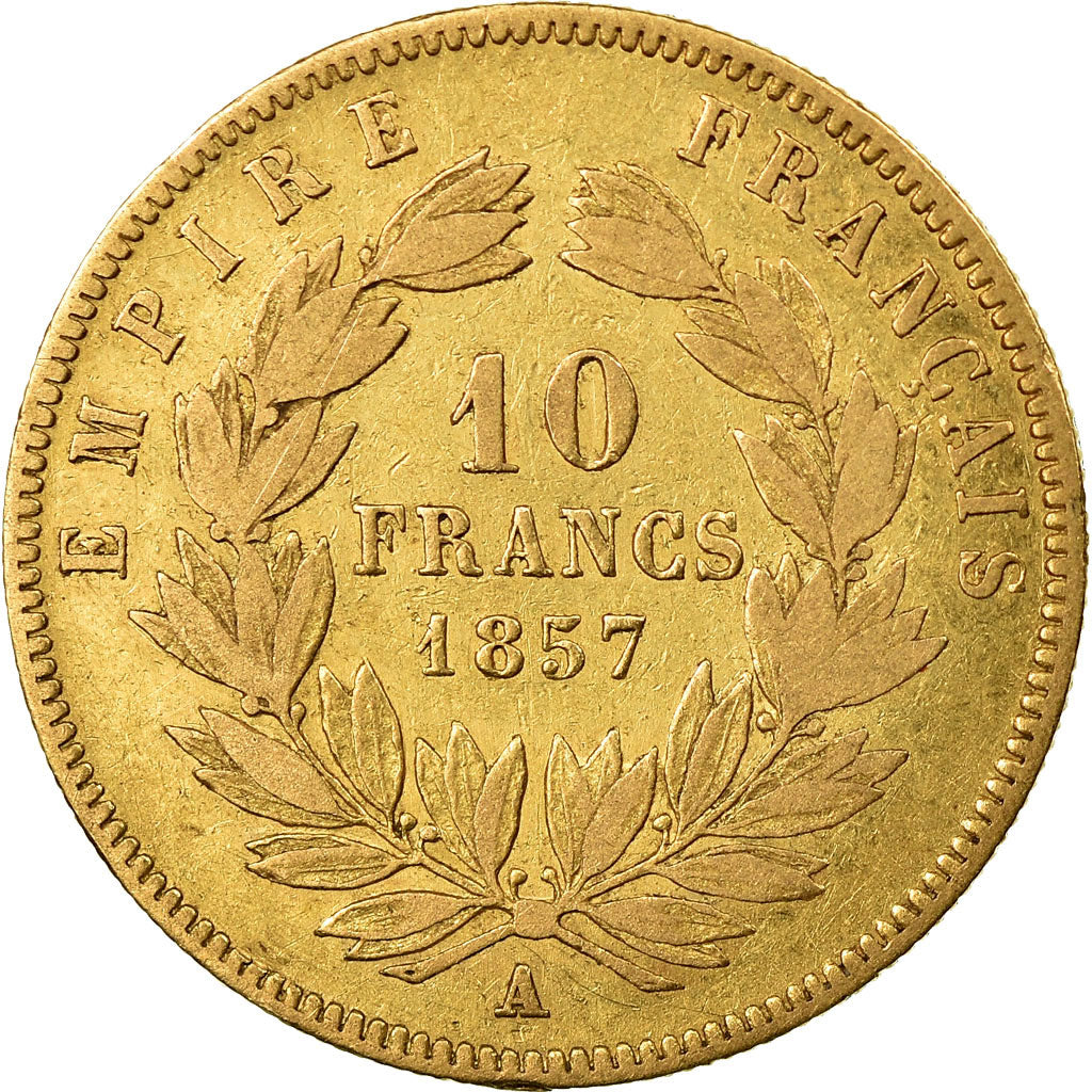 Munten, Frankrijk, Napoleon III,10 Francs, 1857, Paris, FR, KM 784.3