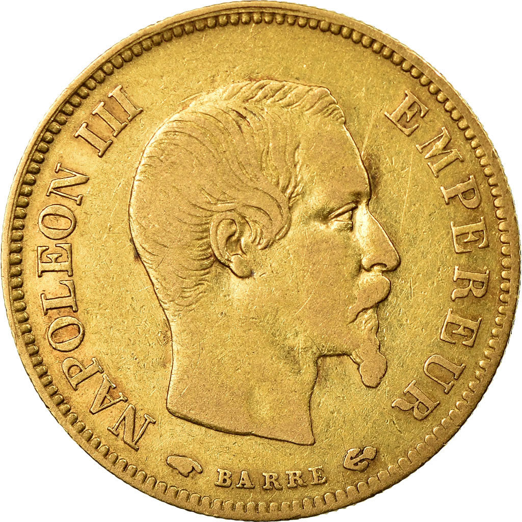 Moneta, Francia, Napoleon III, 10 Francs, 1858, Paris, BB, Oro, KM 784.3