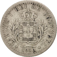 PORTUGAL, 100 Reis, 1900, KM #546, VF(30-35), Copper-Nickel, 3.78