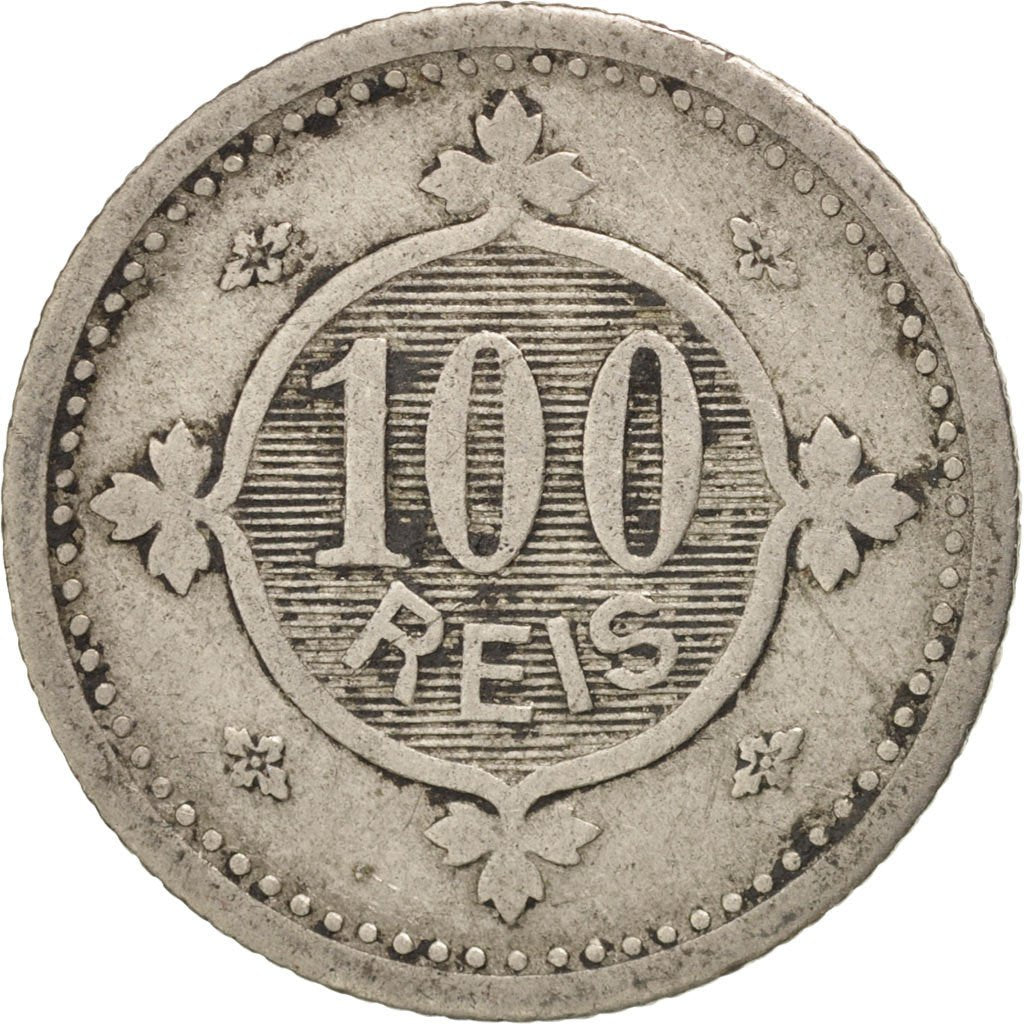 PORTUGAL, 100 Reis, 1900, KM #546, VF(30-35), Copper-Nickel, 3.78