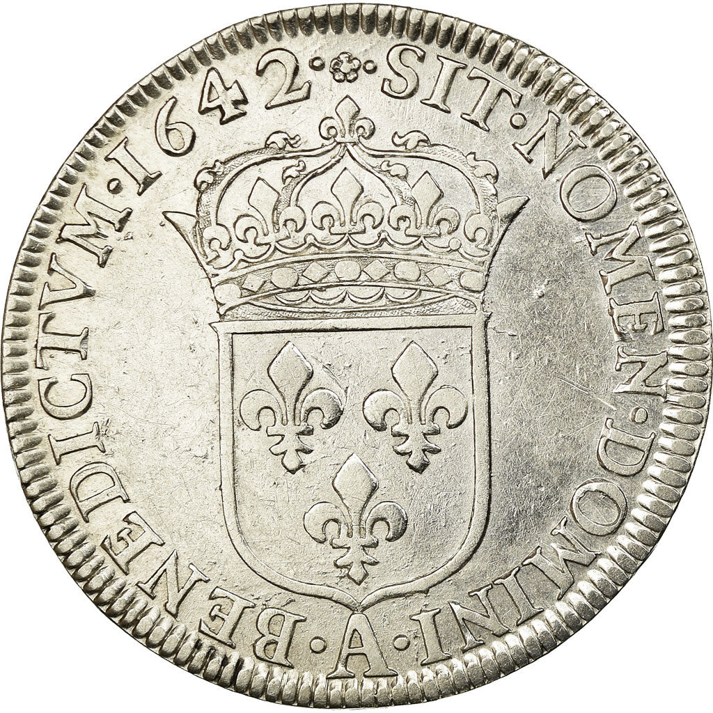 Munten, Frankrijk,Louis XIII,1/2 Écu,premier poinçon de Warin,1642,Paris,ZF