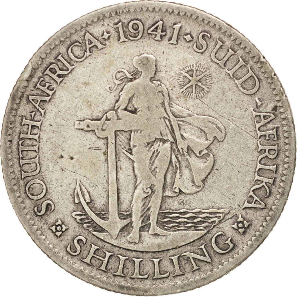 SOUTH AFRICA, Shilling, 1941, KM #28, VF(30-35), Silver, 23.6, 5.54