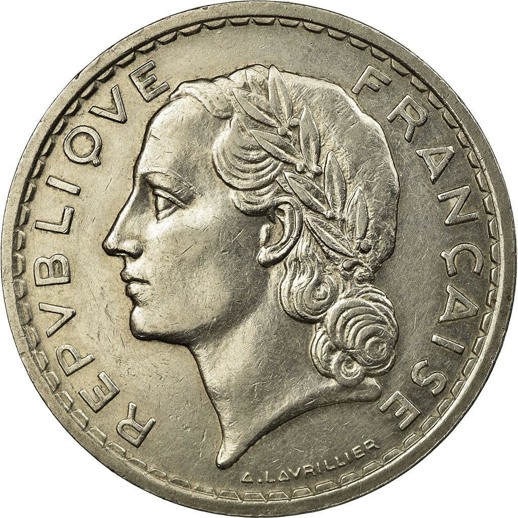 Munten, Frankrijk, Lavrillier, 5 Francs, 1935, Paris, ZF+, Nickel, KM:888