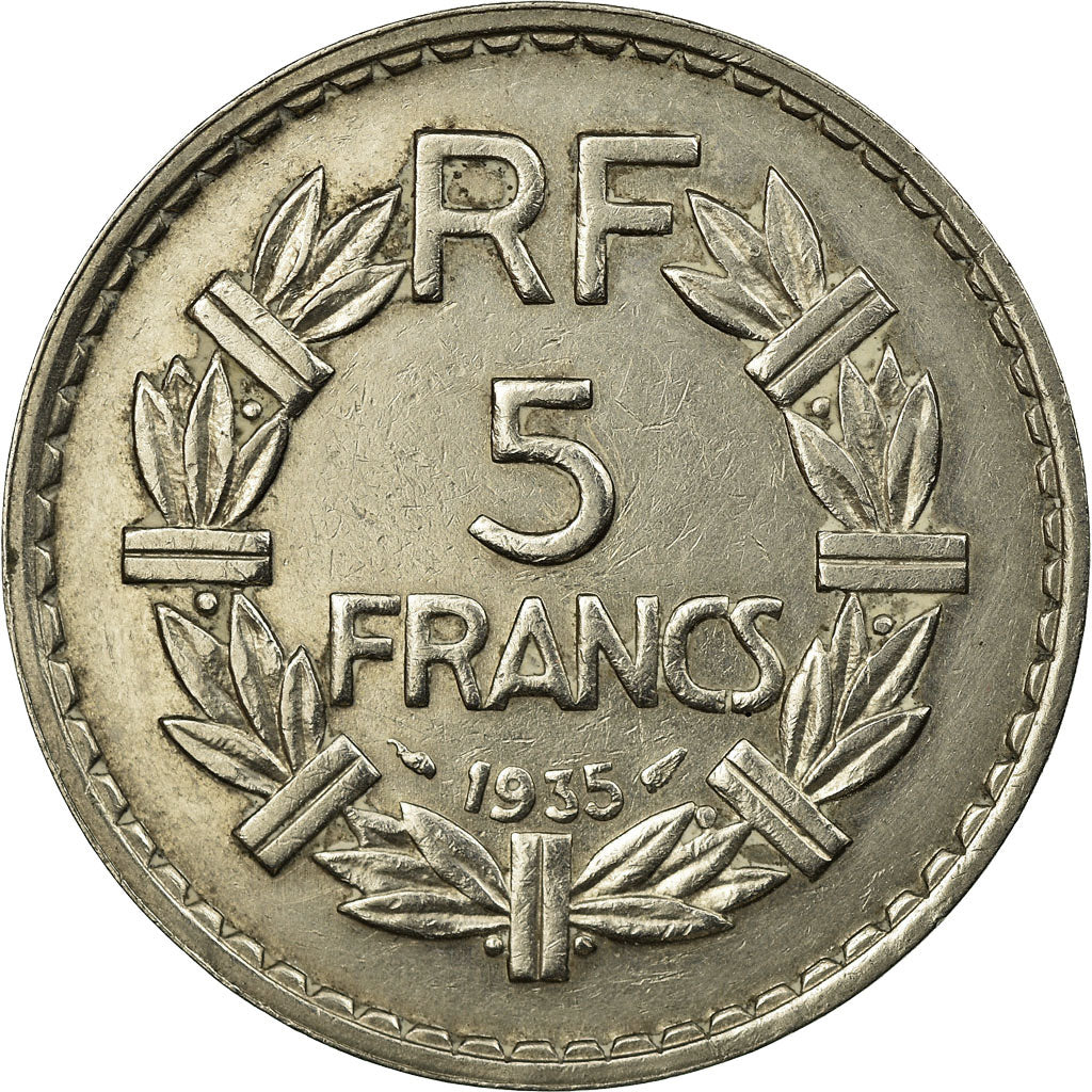 Munten, Frankrijk, Lavrillier, 5 Francs, 1935, Paris, ZF+, Nickel, KM:888