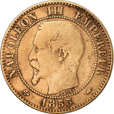 Coin, France, Napoleon III,  2 Centimes, 1855, Paris, VF(20-25), KM 776.1