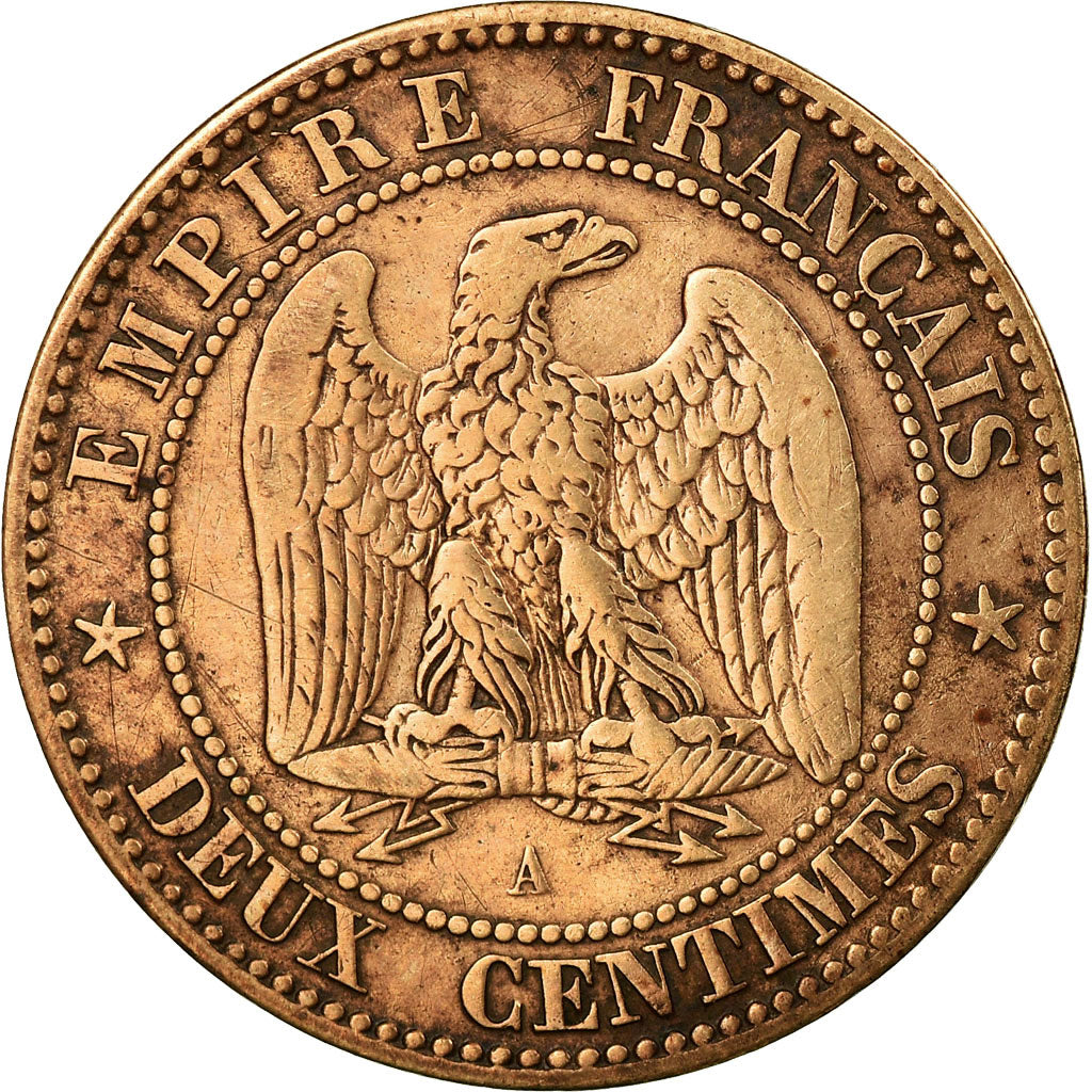 Coin, France, Napoleon III,  2 Centimes, 1855, Paris, VF(20-25), KM 776.1