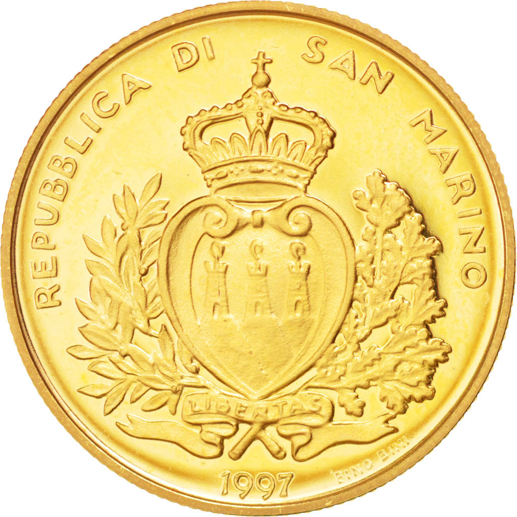SAN MARINO, 2 Scudi, 1997, KM #374, MS(65-70), Gold, 6.45
